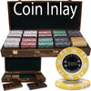 Coin Inlay 15 Gram Clay Poker Chips in Wood Walnut Case - 500 Ct.