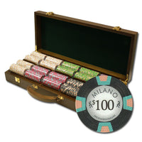 Milano 10 Gram Clay Poker Chips in Wood Walnut Case - 500 Ct.