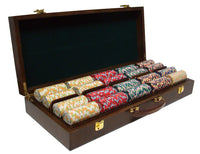 Nile Club 10 Gram Ceramic Poker Chips in Wood Walnut Case - 500 Ct.