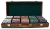 Ace King Suited 14 Gram Clay Poker Chips in Wood Walnut Case - 500 Ct.