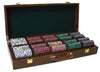 Ace King Suited 14 Gram Clay Poker Chips in Wood Walnut Case - 500 Ct.