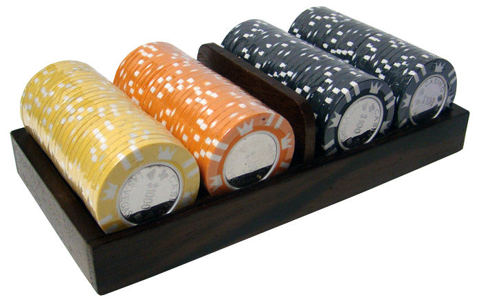 Coin Inlay 15 Gram Clay Poker Chips in Wood Walnut Case - 500 Ct.