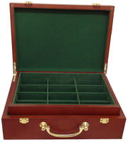 Interior View - 500 Capacity Mahogany Wood Poker Case