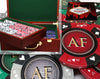 Custom Printed Mahogany Wood Poker Chip Set with 14 Gram Clay Ace King & Suits Poker Chips - 500 Chips