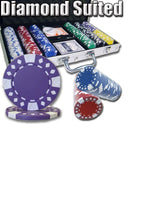 Diamond Suited 12.5 Gram ABS Poker Chips in Standard Aluminum Case - 300 Ct.