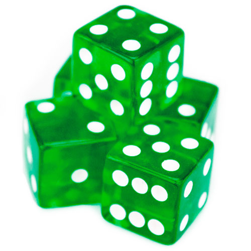 5 Green Dice - 19 mm