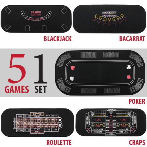 5 in 1 Table Top Includes: Poker, Blackjack, Roulette, Craps