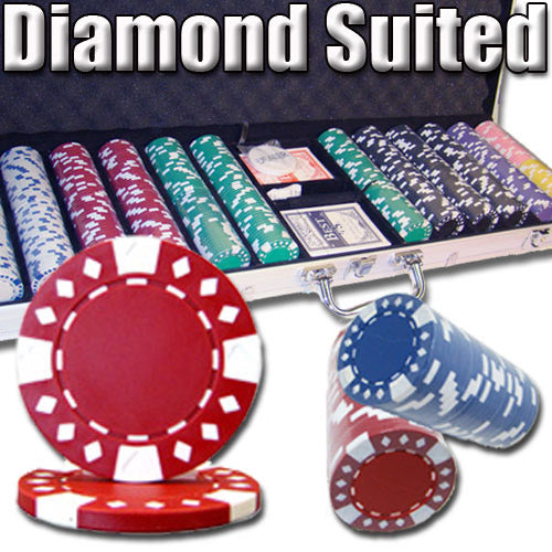 Diamond Suited 12.5 Gram ABS Poker Chips in Aluminum Case - 600 Ct.