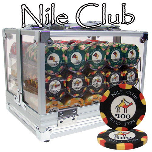 Nile Club 10 Gram Ceramic Poker Chips in Acrylic Carrier - 600 Ct.