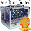 Ace King Suited 14 Gram Clay Poker Chips in Acrylic Carrier - 600 Ct.