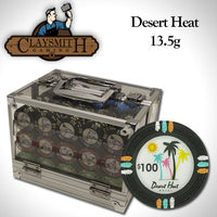 Desert Heat 13.5 Gram Clay Poker Chips in Acrylic Carrier - 600 Ct.