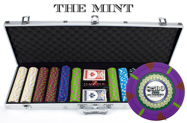 The Mint 13.5 Gram Clay Poker Chips in Aluminum Case - 600 Ct.