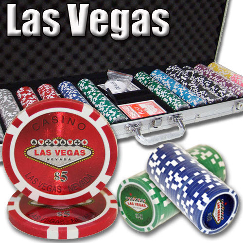 Las Vegas 14 Gram Clay Poker Chips in Aluminum Case - 600 Ct.