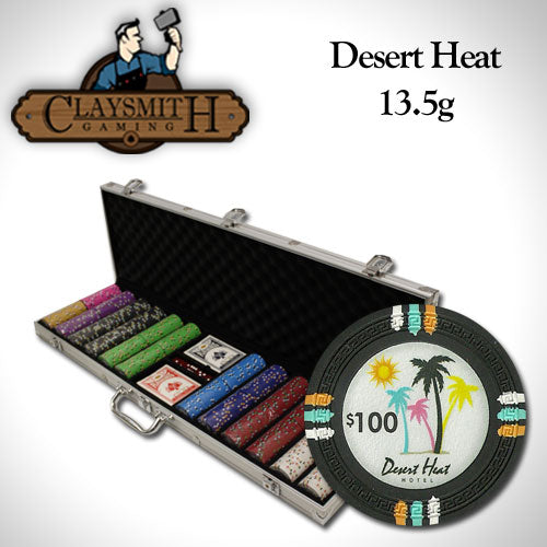 Desert Heat 13.5 Gram Clay Poker Chips in Aluminum Case - 600 Ct.