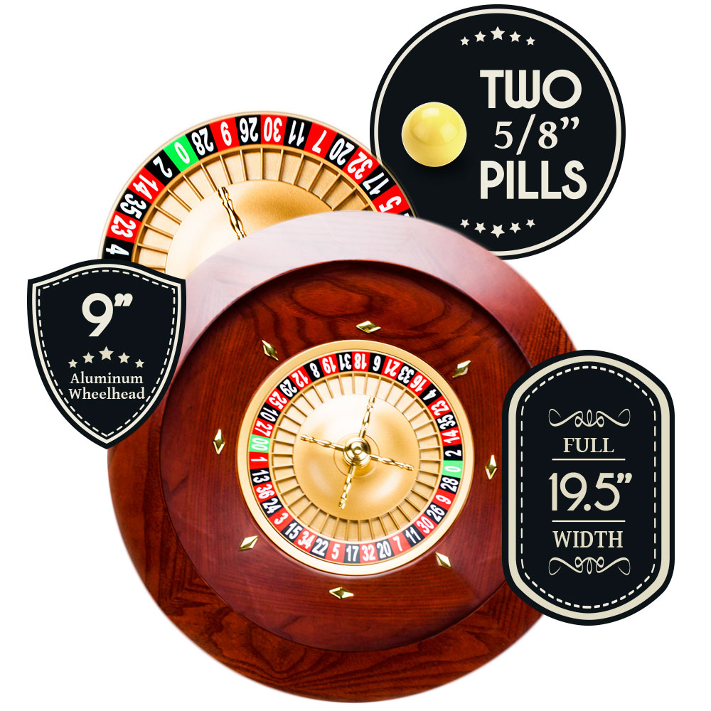 Casino Grade Deluxe Wooden Roulette Wheel - 19.5 inch