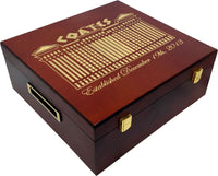 Custom Printed Mahogany Wood Poker Chip Set with 13 Gram Clay Infinity Poker Chips - 750 Chips