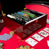 750 Capacity Glossy Wooden Mahogany Poker Chip Case - With Chips