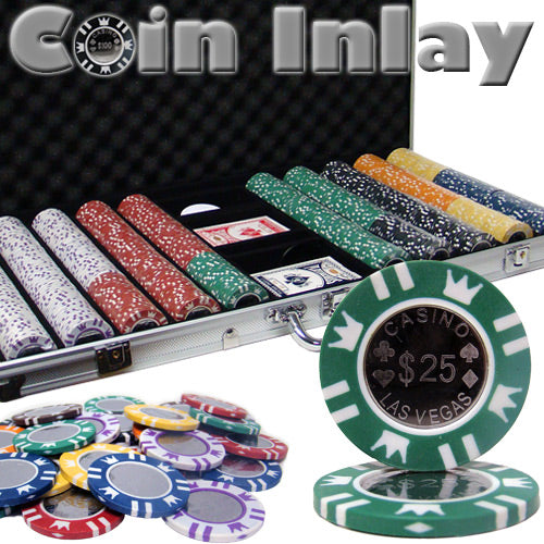 Coin Inlay 15 Gram Clay Poker Chips in Aluminum Case - 750 Ct.