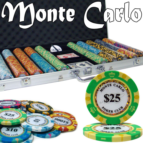 Monte Carlo 14 Gram Clay Poker Chips in Aluminum Case - 750 Ct.