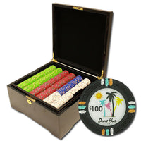 Desert Heat 13.5 Gram Clay Poker Chips in Wood Mahogany Case - 750 Ct.