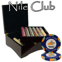 Nile Club 10 Gram Ceramic Poker Chips in Wood Mahogany Case - 750 Ct.