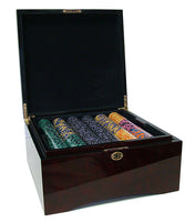 Ace King Suited 14 Gram Clay Poker Chips in Wood Mahogany Case - 750 Ct.