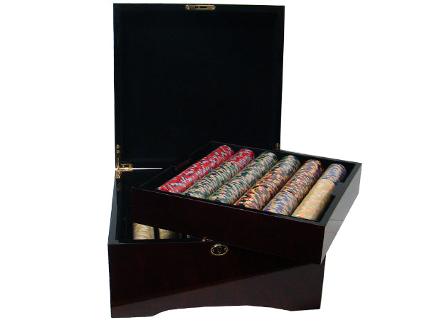 Nile Club 10 Gram Ceramic Poker Chips in Wood Mahogany Case - 750 Ct.