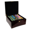 King's Casino 14 Gram Clay Poker Chips in Wood Mahogany Case - 750 Ct.