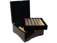 Nile Club 10 Gram Ceramic Poker Chips in Wood Mahogany Case - 750 Ct.