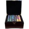 Las Vegas 14 Gram Clay Poker Chips in Wood Mahogany Case - 750 Ct.