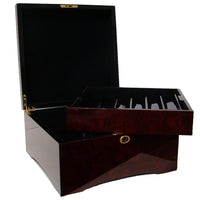 Milano 10 Gram Clay Poker Chips in Wood Mahogany Case - 750 Ct.