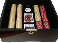 Nile Club 10 Gram Ceramic Poker Chips in Wood Mahogany Case - 750 Ct.