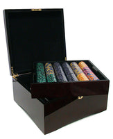 Ace King Suited 14 Gram Clay Poker Chips in Wood Mahogany Case - 750 Ct.