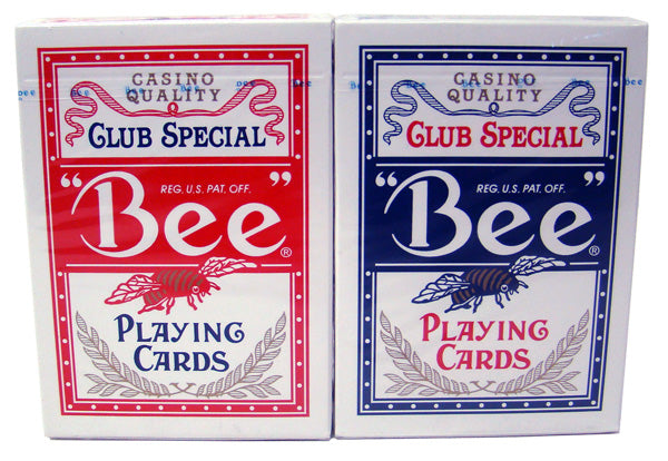 Bee No. 92 Diamond Back Club Special Red Blue Poker Size Regular Index Double Deck Set  - Qty 12