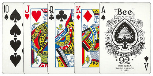 Bee No. 92 Diamond Back Club Special Red Blue Poker Size Regular Index Double Deck Set  - Qty 12