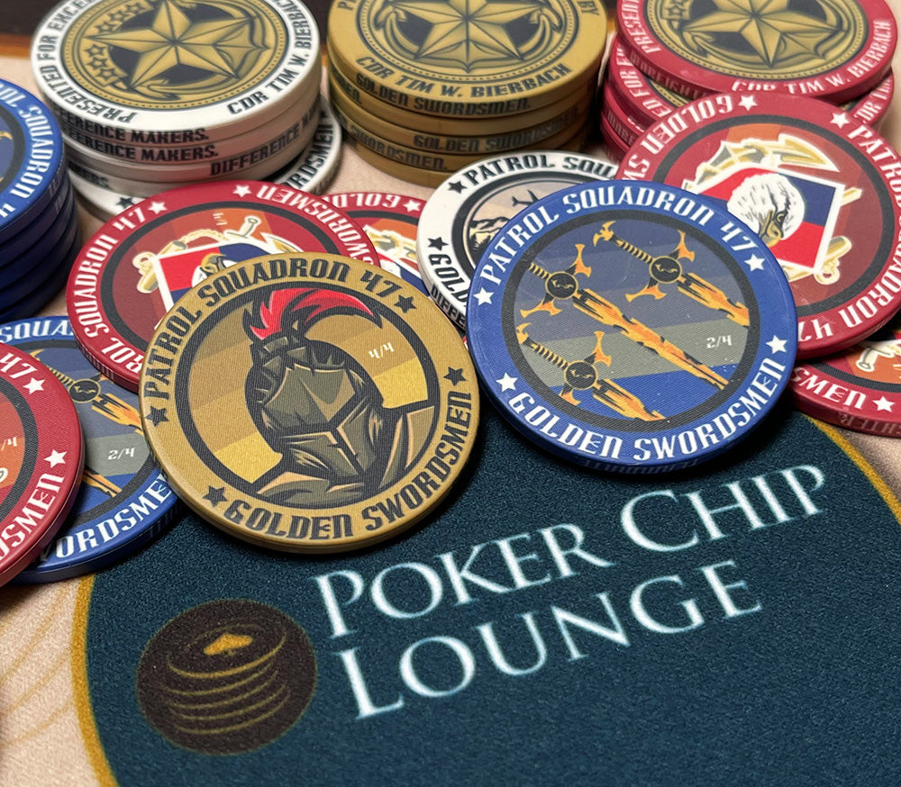 Custom Ceramic Military Challenge Coin Poker Chips - Golden Swordsmen 