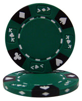 Ace King Suited 14 Gram Clay Poker Chips in Wood Hi Gloss Case - 500 Ct.