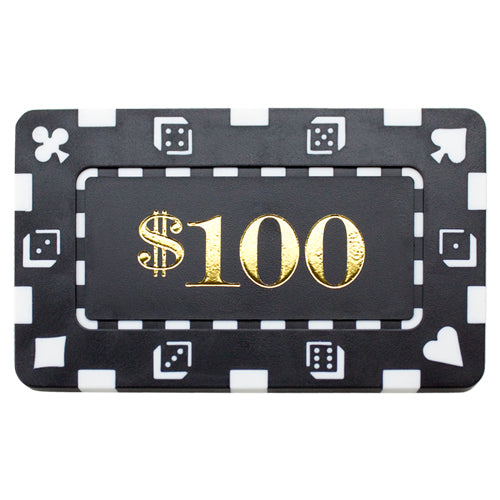 Rectangular $100 Black Poker Plaques - Qty 5