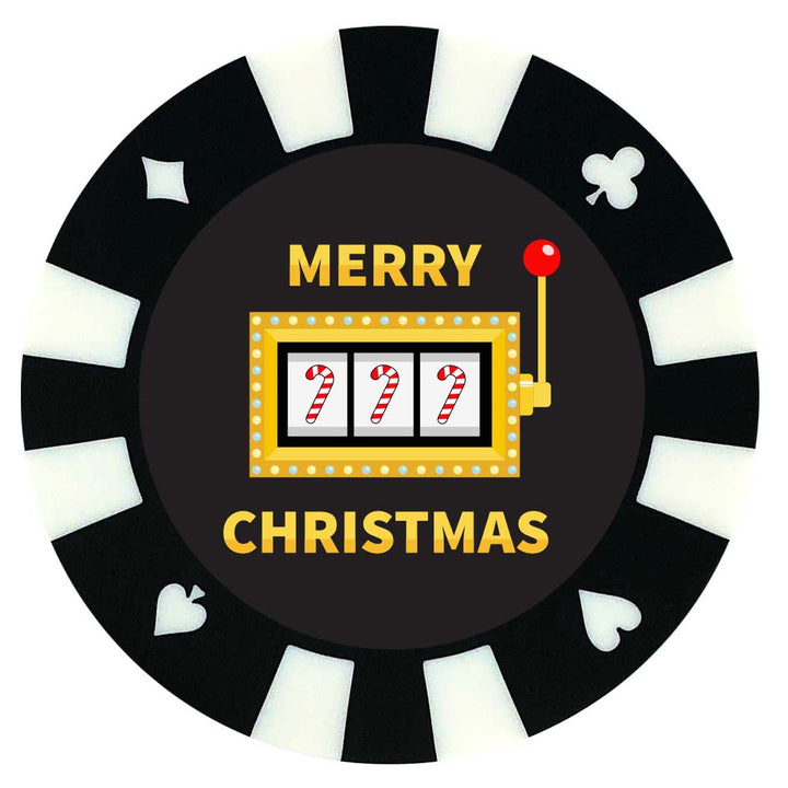 Giant Poker Chip Christmas Ornament - Black Slot Machine