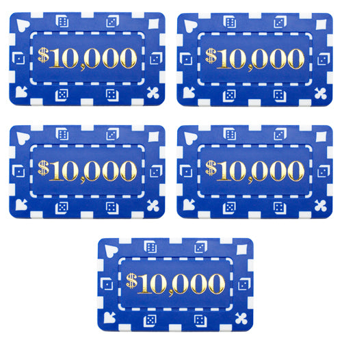 Rectangular $10000 Blue Poker Plaques - Qty 5