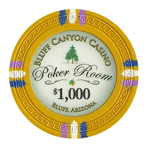 Bluff Canyon 13.5 Gram Clay Poker Chips in Black Aluminum Case - 500 Ct.