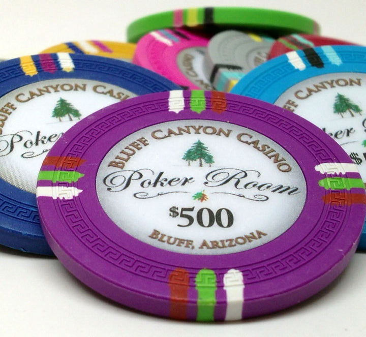 Bluff Canyon 13.5 Gram Clay Poker Chips in Standard Aluminum Case - 500 Ct.