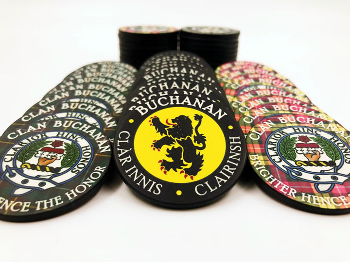 BUCHANAN CLAN - 46MM CUSTOM CERAMIC GAMING POKER CHIPS