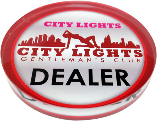 Crystal Acrylic Poker Dealer Buttons - 3.18 Inch - Custom With Your Image 