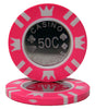 Coin Inlay 15 Gram Clay Poker Chips in Wood Hi Gloss Case - 500 Ct.