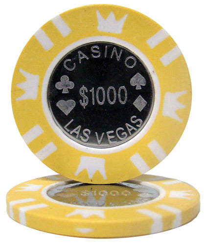 Coin Inlay 15 Gram Clay Poker Chips in Aluminum Case - 600 Ct.