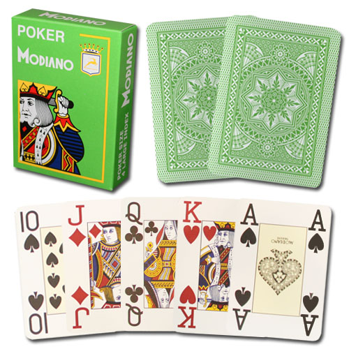 Modiano Cristallo Light Green Poker Size Jumbo 4 PIP Index Single Deck