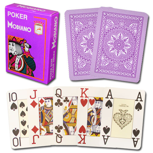 Modiano Cristallo Purple Poker Size Jumbo 4 PIP Index Single Deck