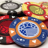 Custom Printed Aluminum Poker Chip Set with 14 Gram Clay Ace King & Suits Poker Chips - 200 Chips