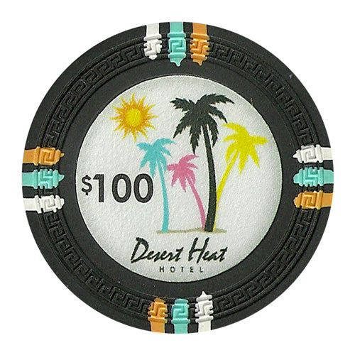 Desert Heat 13.5 Gram Clay Poker Chips in Deluxe Aluminum Case - 500 Ct.